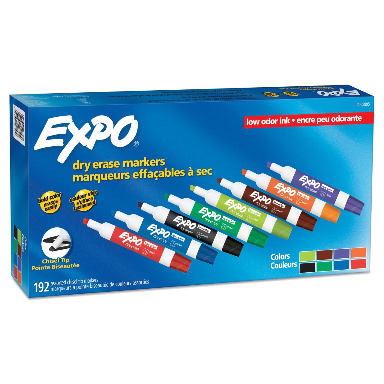 Expo Dry Erase Markers, Low Odor, Chisel Tip, Assorted Colors, 192 CT - Image 1