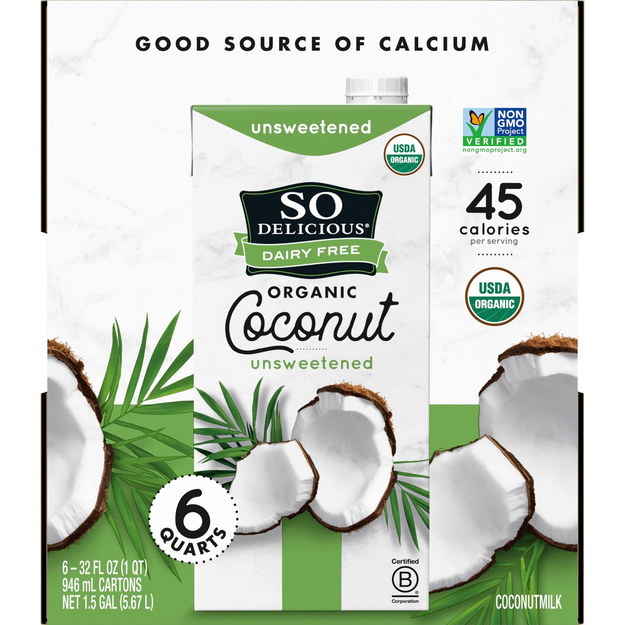 So Delicious Organic Unsweetened Coconut Beverage 6/32 oz - Image 1