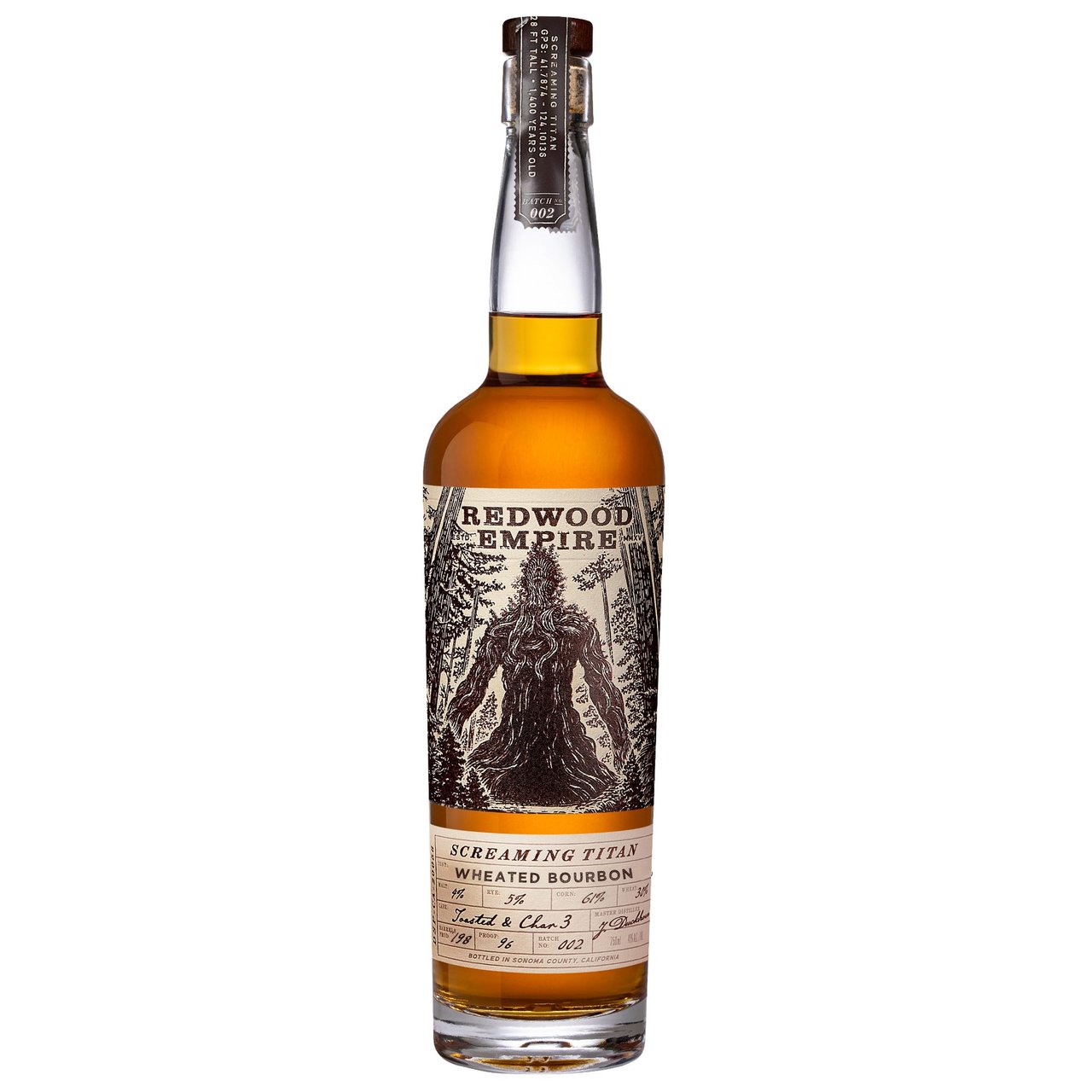 Redwood Empire Screaming Titan Wheated Bourbon Whiskey, Sonoma County, CA 750ml