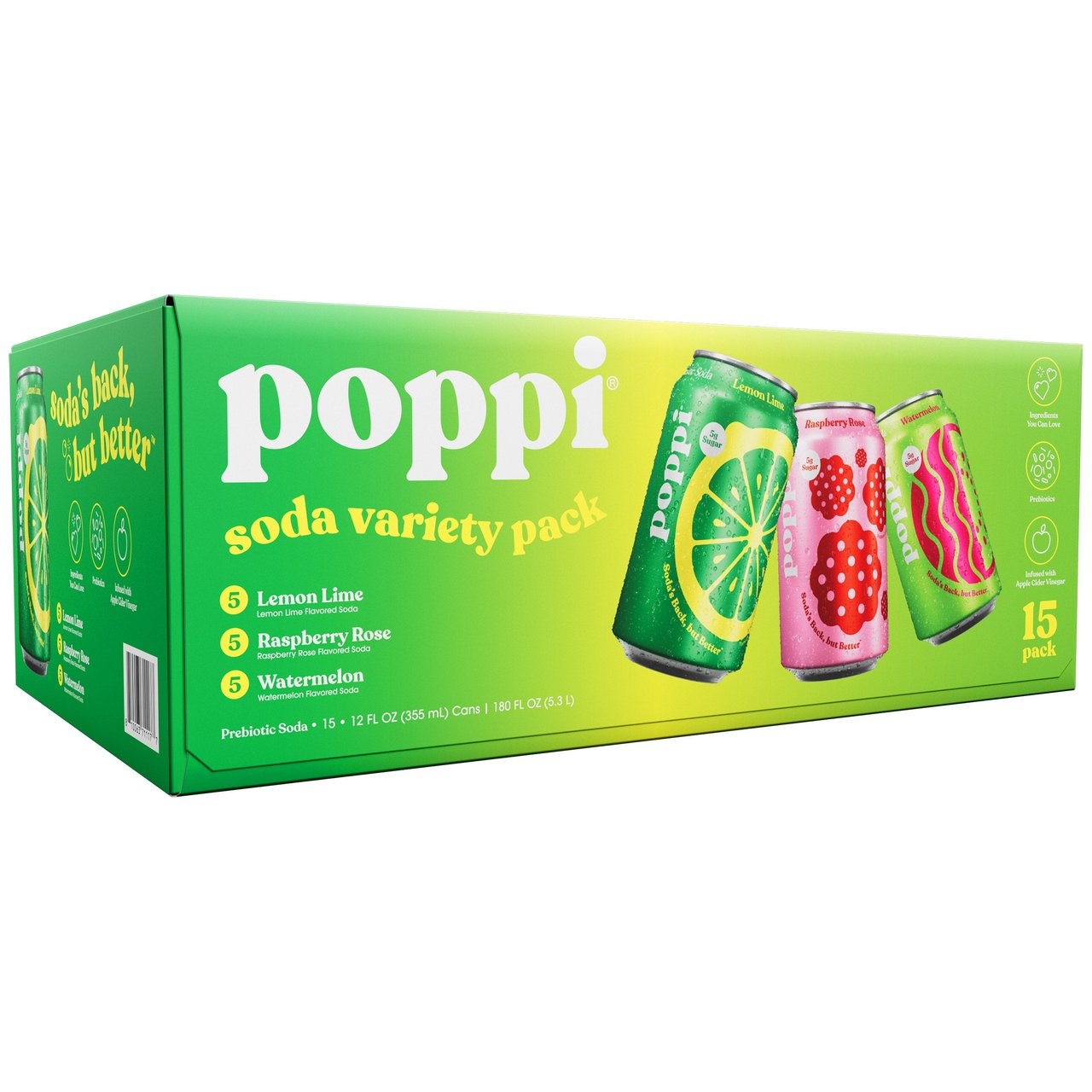Poppi Soda Variety Pack 15/12 oz Cans - Image 1