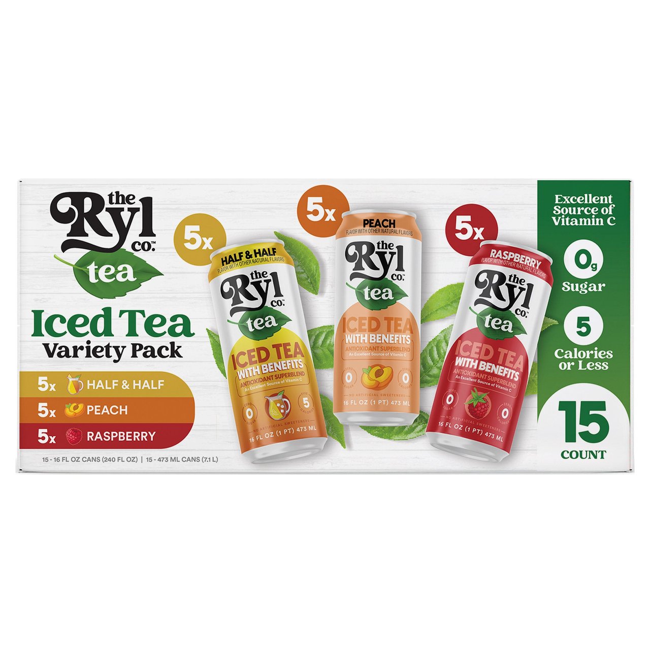 The Ryl Co. Tea Variety Pack, 15 Count, 16 oz Cans - Image 1