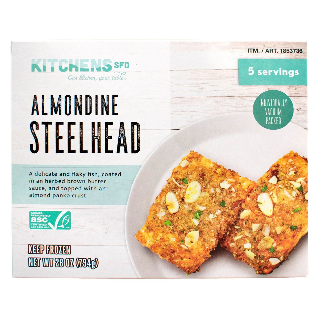 Kitchens Seafood Almondine Steelhead, 1.75 Pound Box - Image 1