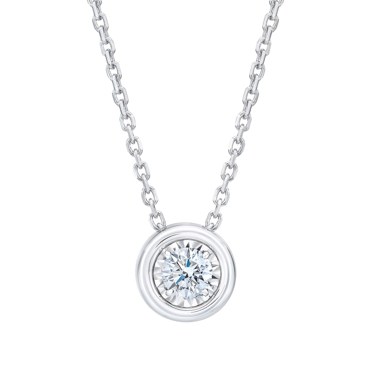 14kt White Gold VS2 I 0.40ct Round Diamond Necklace - Image 1