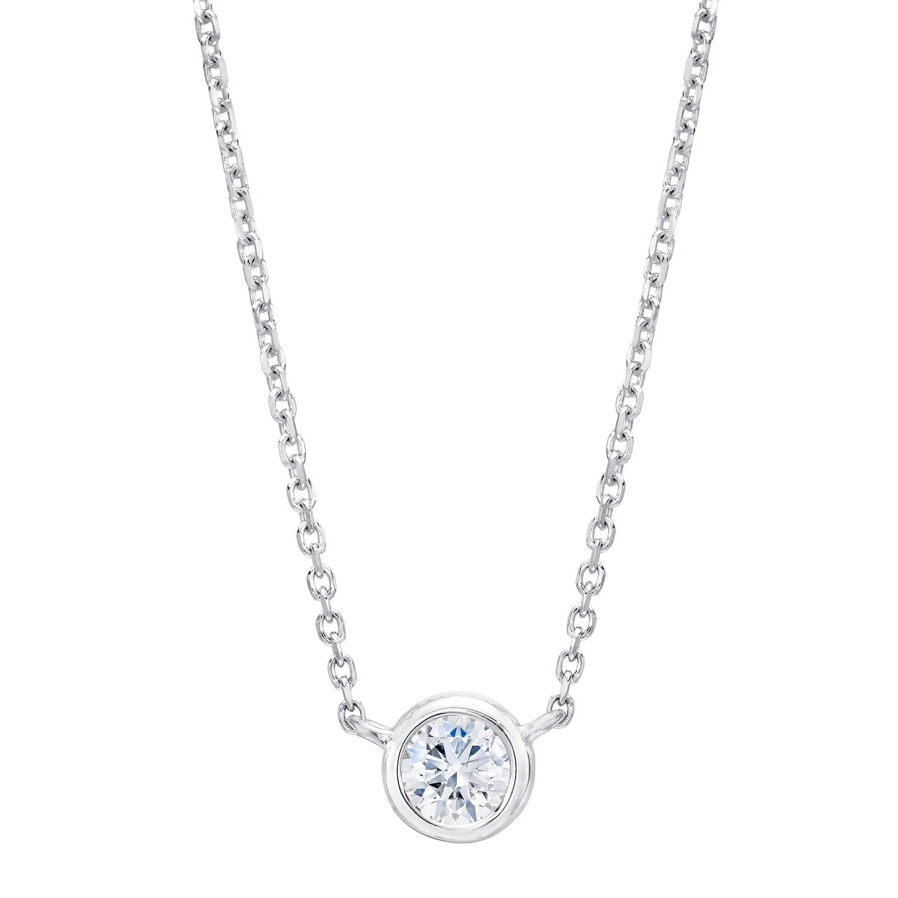 14kt White Gold VS2, I Color 0.14 CTW Round Brilliant Diamond Necklace - Image 1