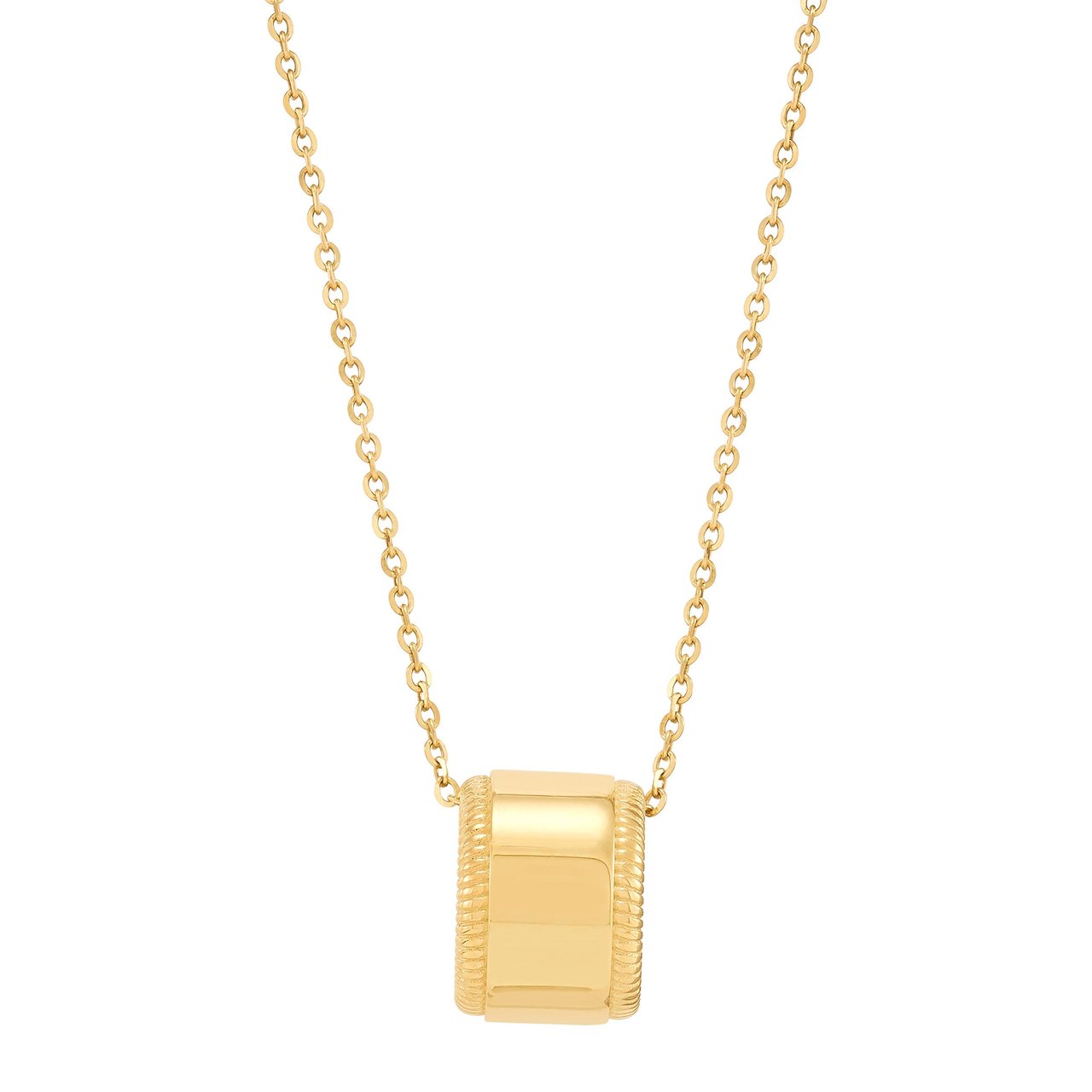 14KT Yellow Gold Wide Ring Pendant 18" Made in Italy - Image 1