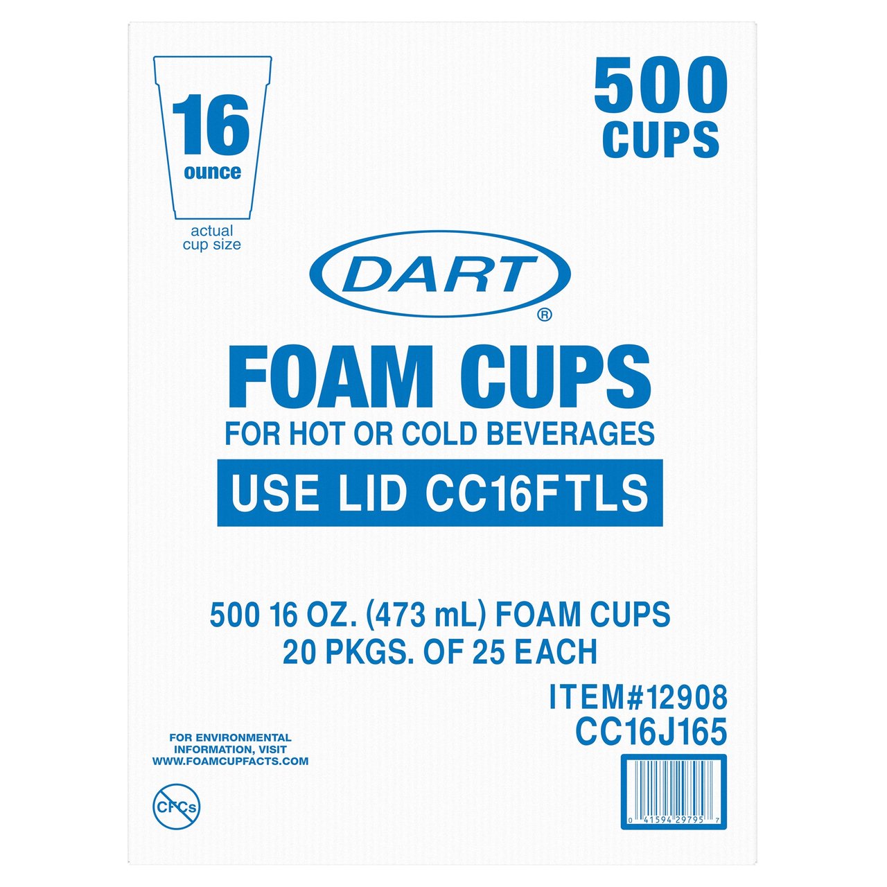 Dart Container Corp 16 oz Foam Cup 500 CT