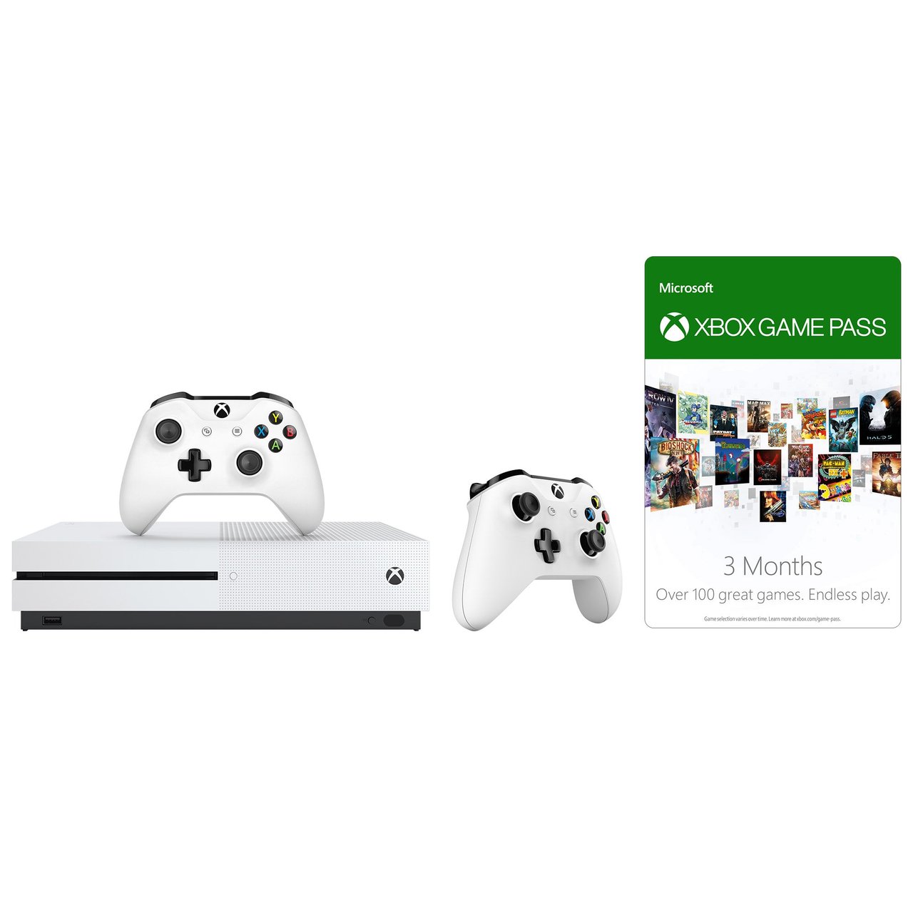 XBOX ONE S BUNDLE 500G HARDDRIVE 3MONTH GAME PASS & 2 CONTROLLERS - Image 1