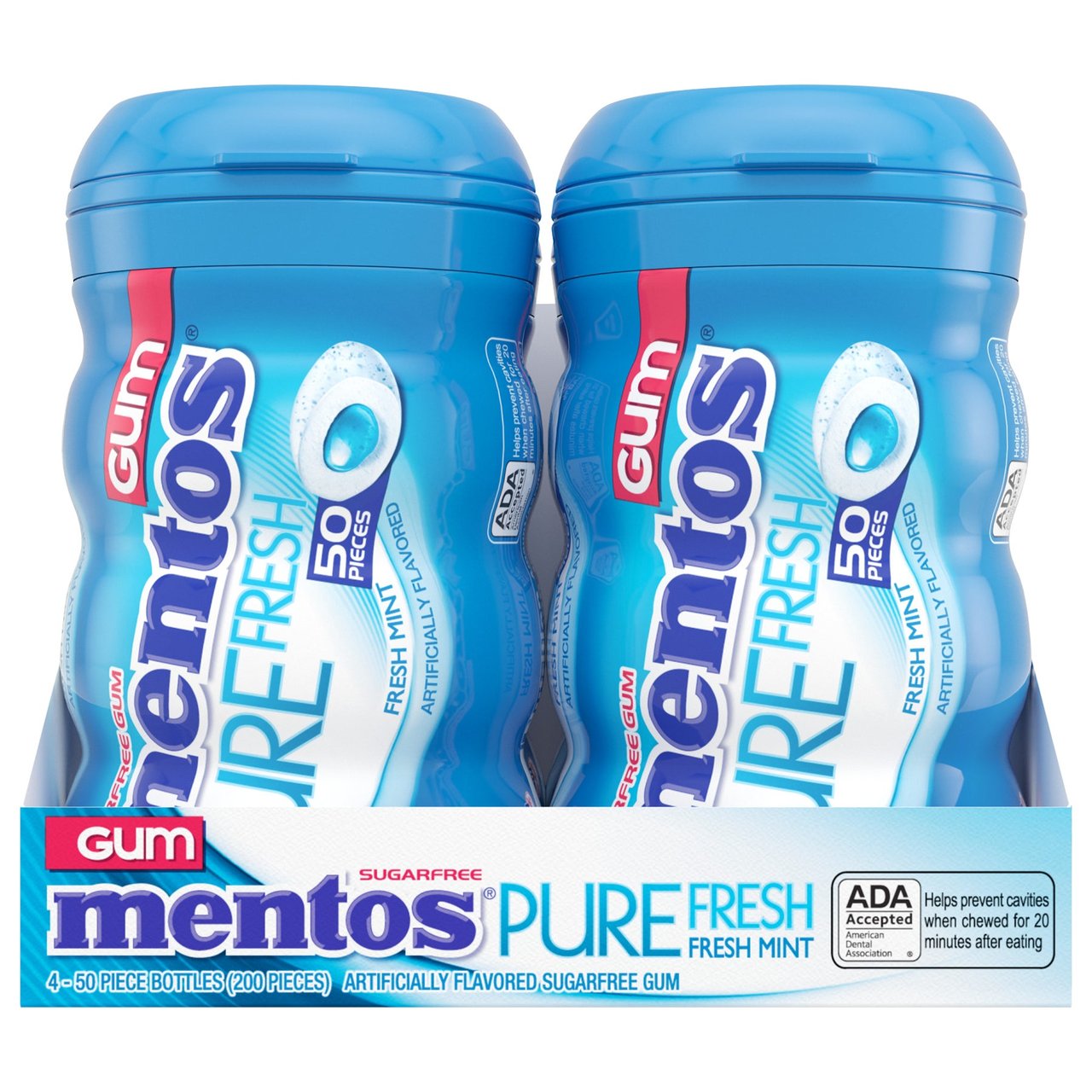 Mentos Pure Fresh Freshmint Gum, 4 Count/50 Pieces - Image 1