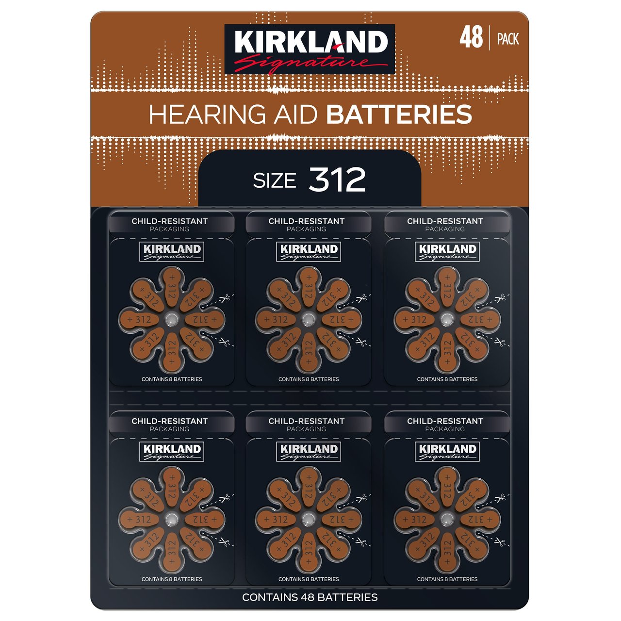 Kirkland Signature Hearing Aid Battery Zinc Air Size 312 48-Pack