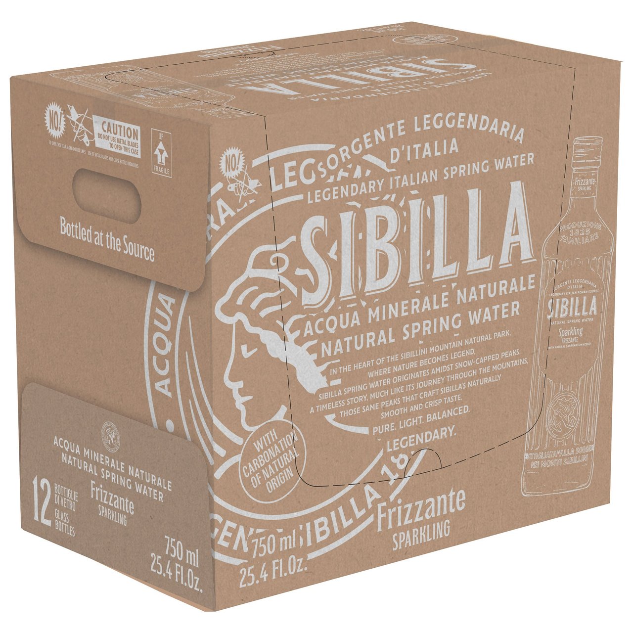 SIBILLA SPARKLING SPRING WATER 12 PACK 25.3 OUNCES EA - Image 1