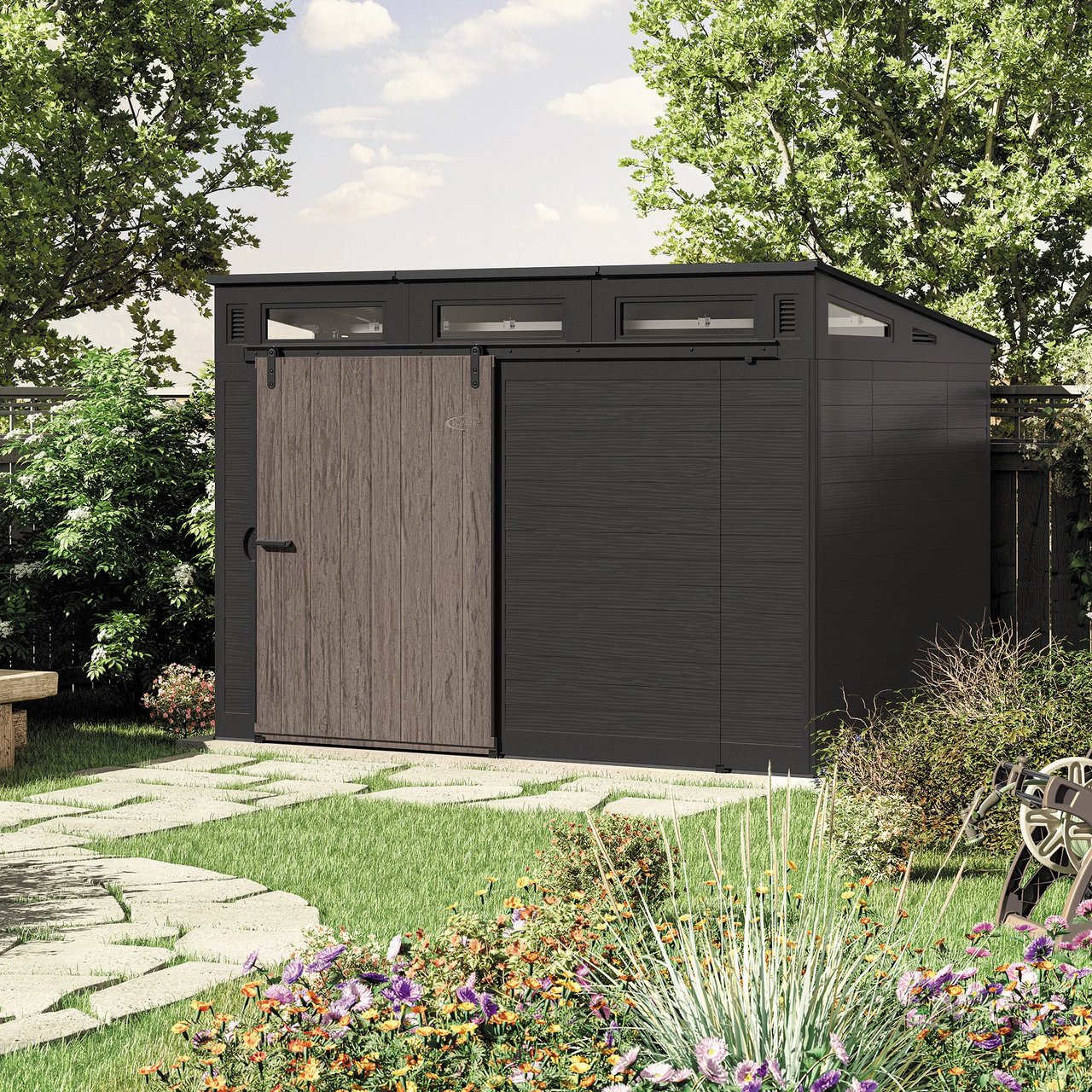 Suncast Modernist 10 ft. x 7 ft. Sliding Door Storage Shed - Image 1