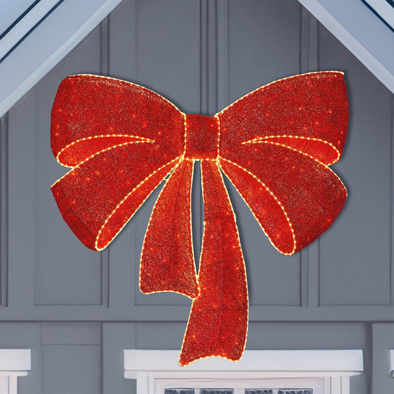 48" Glitter Mesh Bow with Twinkle LED Lights - Image 1