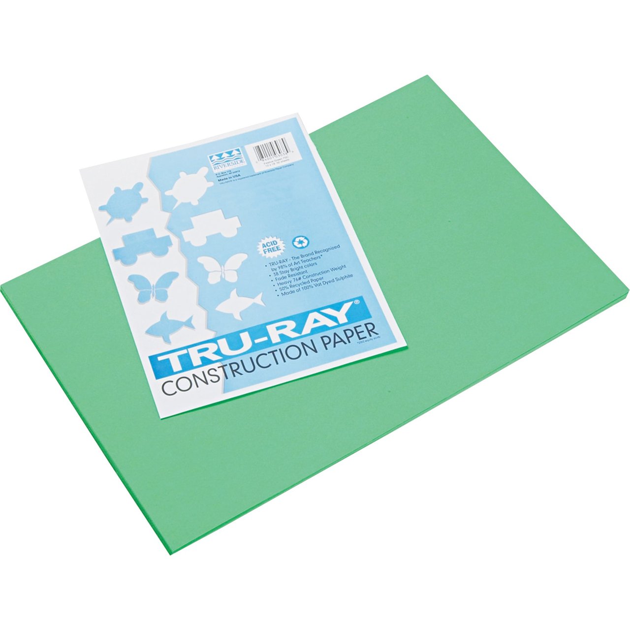 Pacon Tru-Ray 12x18 Construction Paper, Festive Green, 50 Sheets (PAC103038)