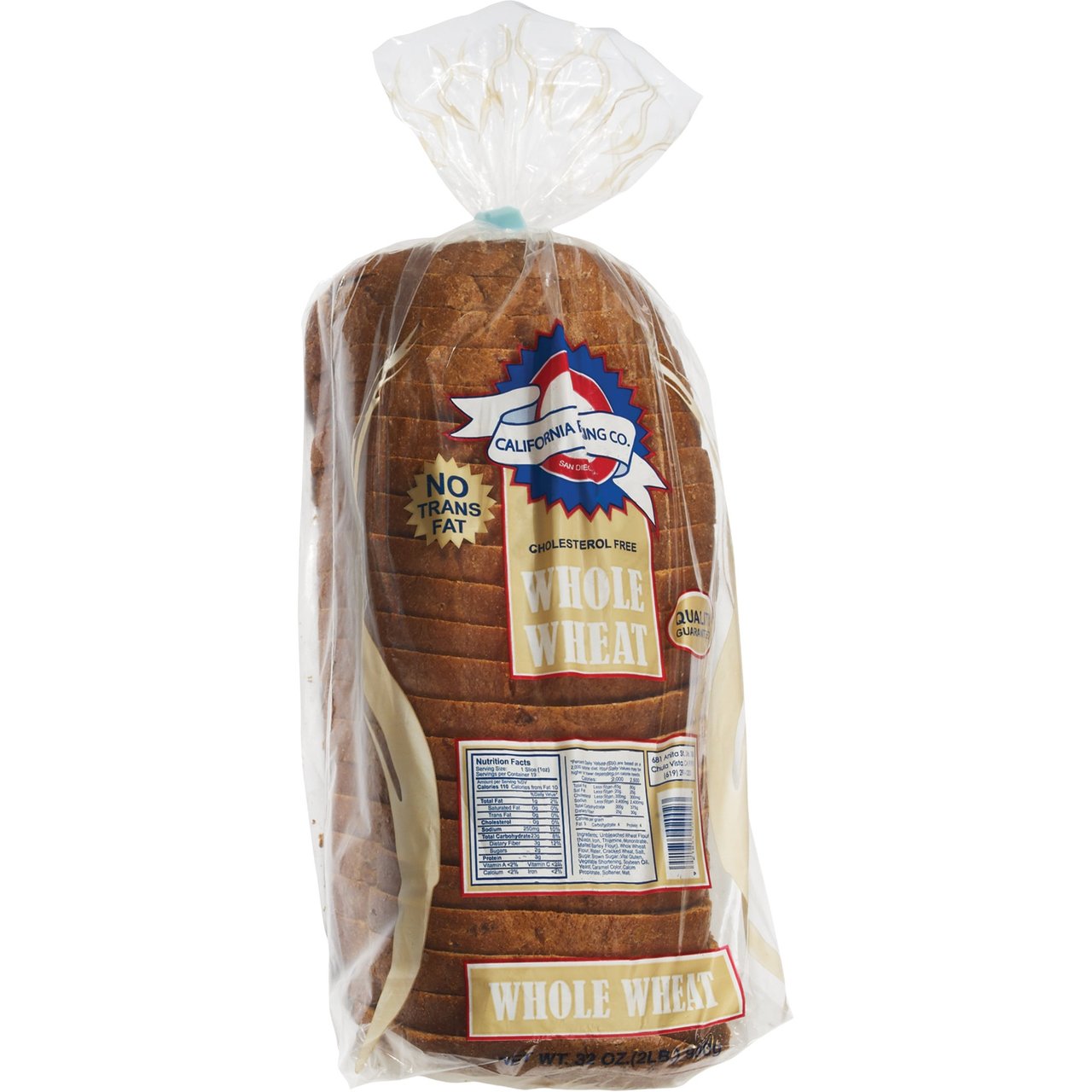 California Baking Co. Deli Style Whole Wheat Bread, 2 lb