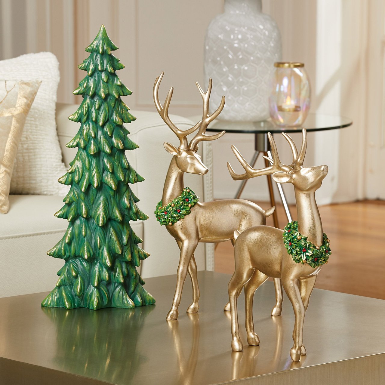 Holiday Deer with Tree, Set of 3 - Image 1