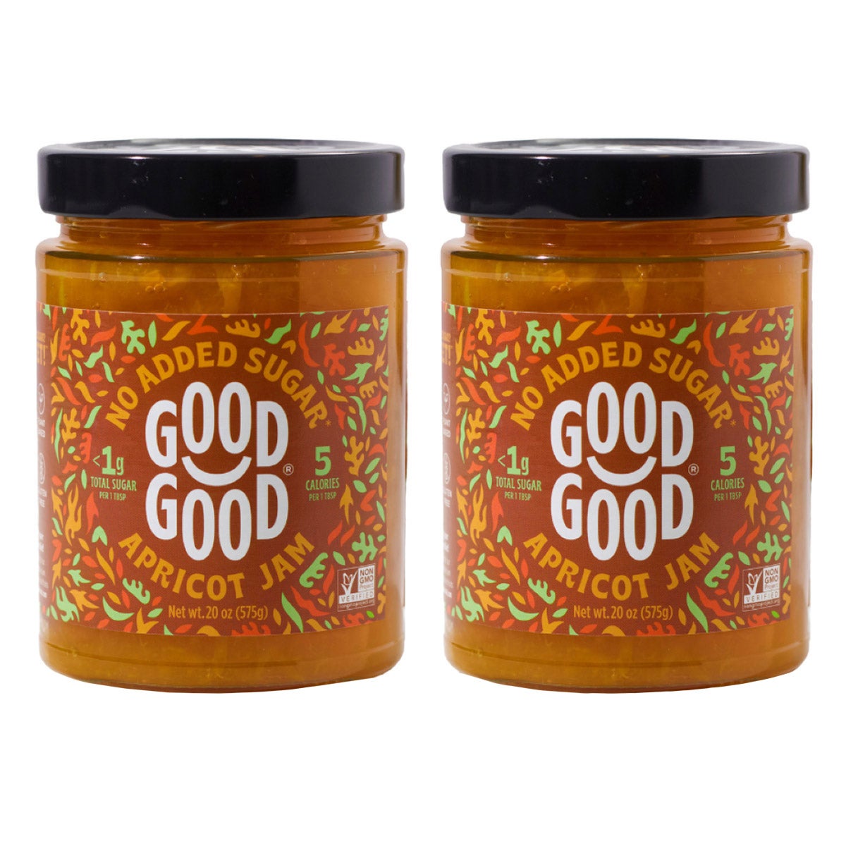 Good Good No Added Sugar Apricot Jam, 2 x 20 oz Jars - Image 1