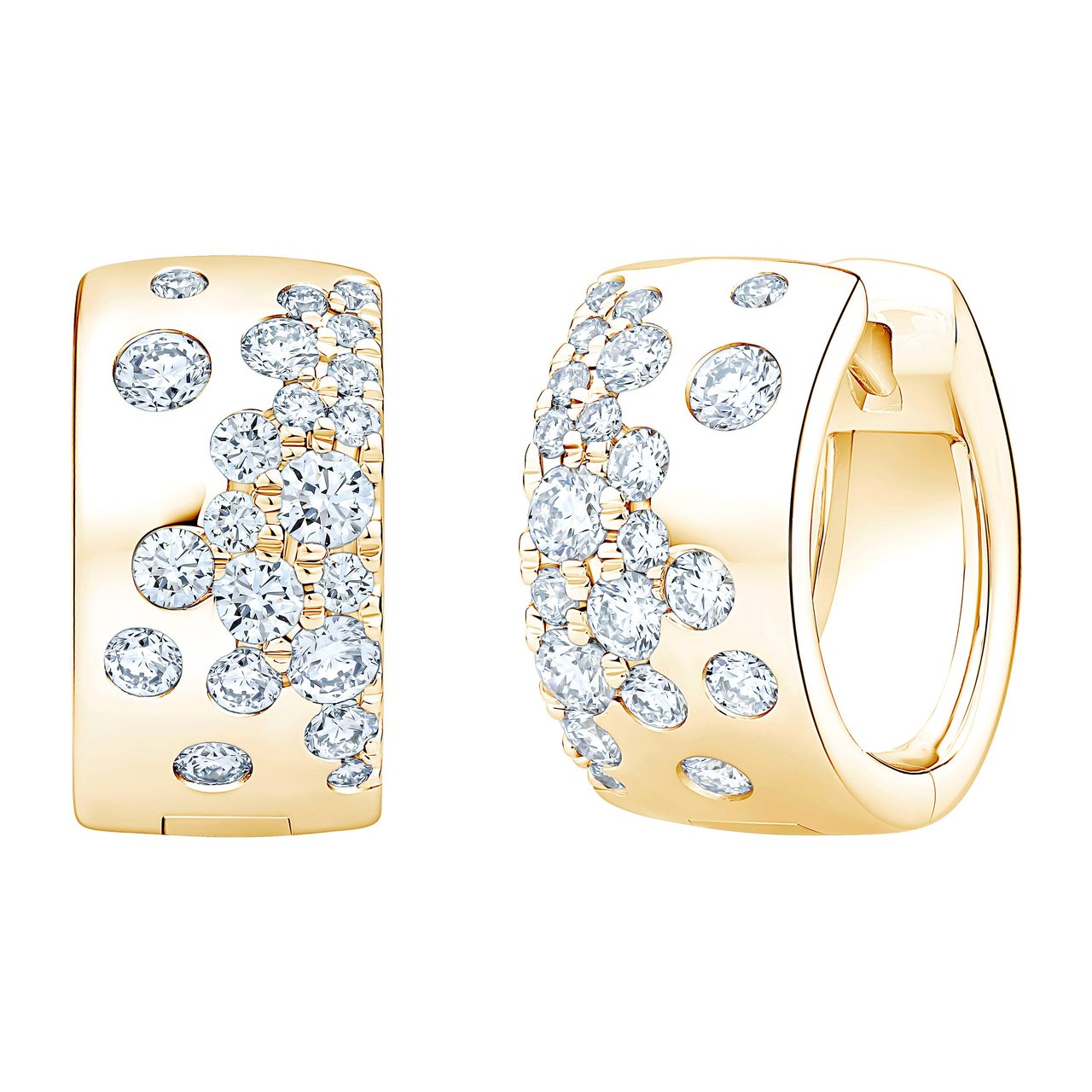 14kt Yellow Gold VS2 Clarity, I Color 0.60 CTW Round Diamond Scattered Hoop Earring - Image 1