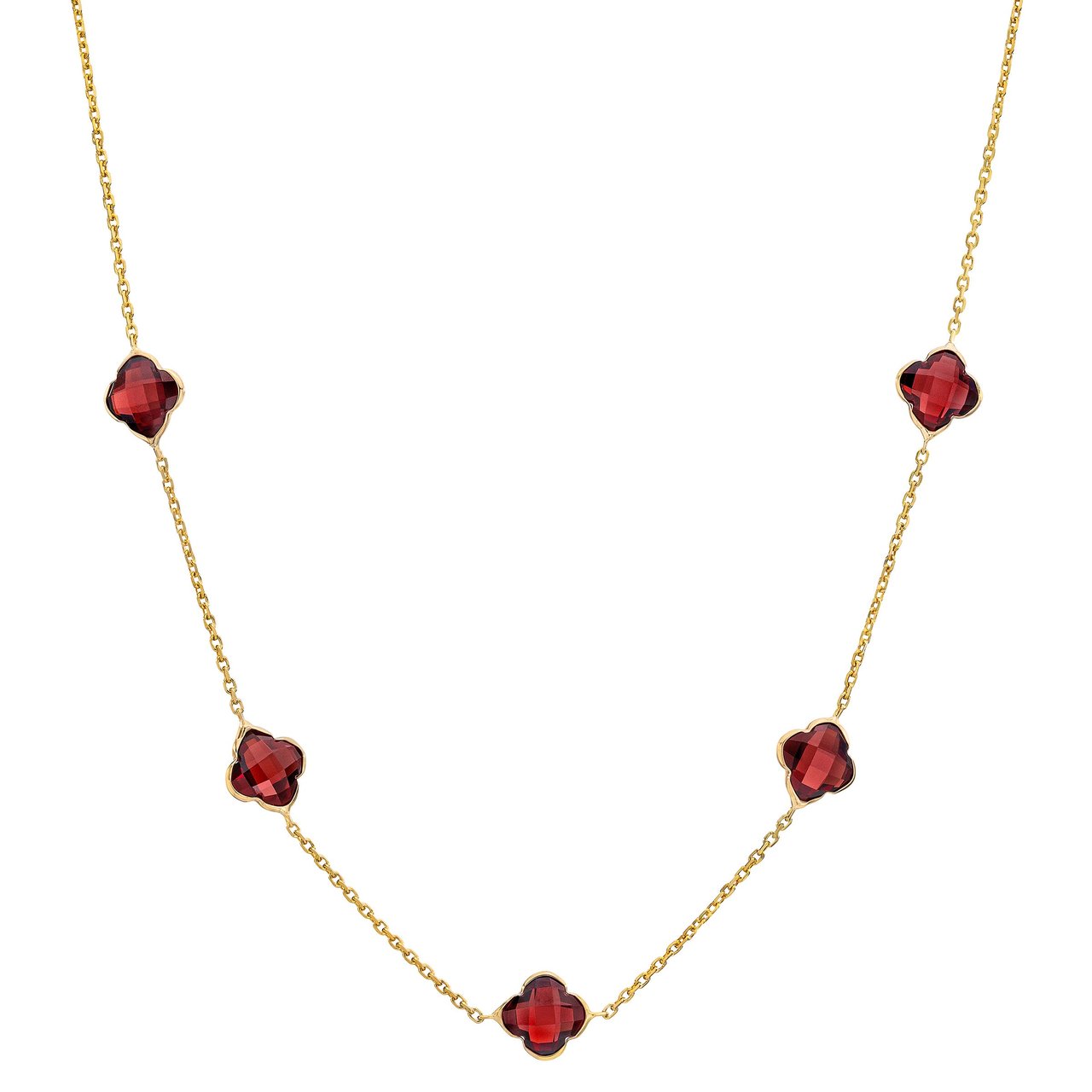 14kt Yellow Gold Clover Garnet Necklace - Image 1