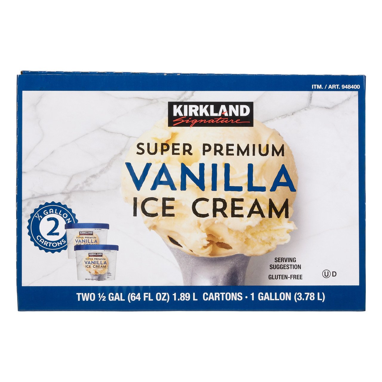 Kirkland Signature Super Premium Vanilla Ice Cream, 2/Half Gal