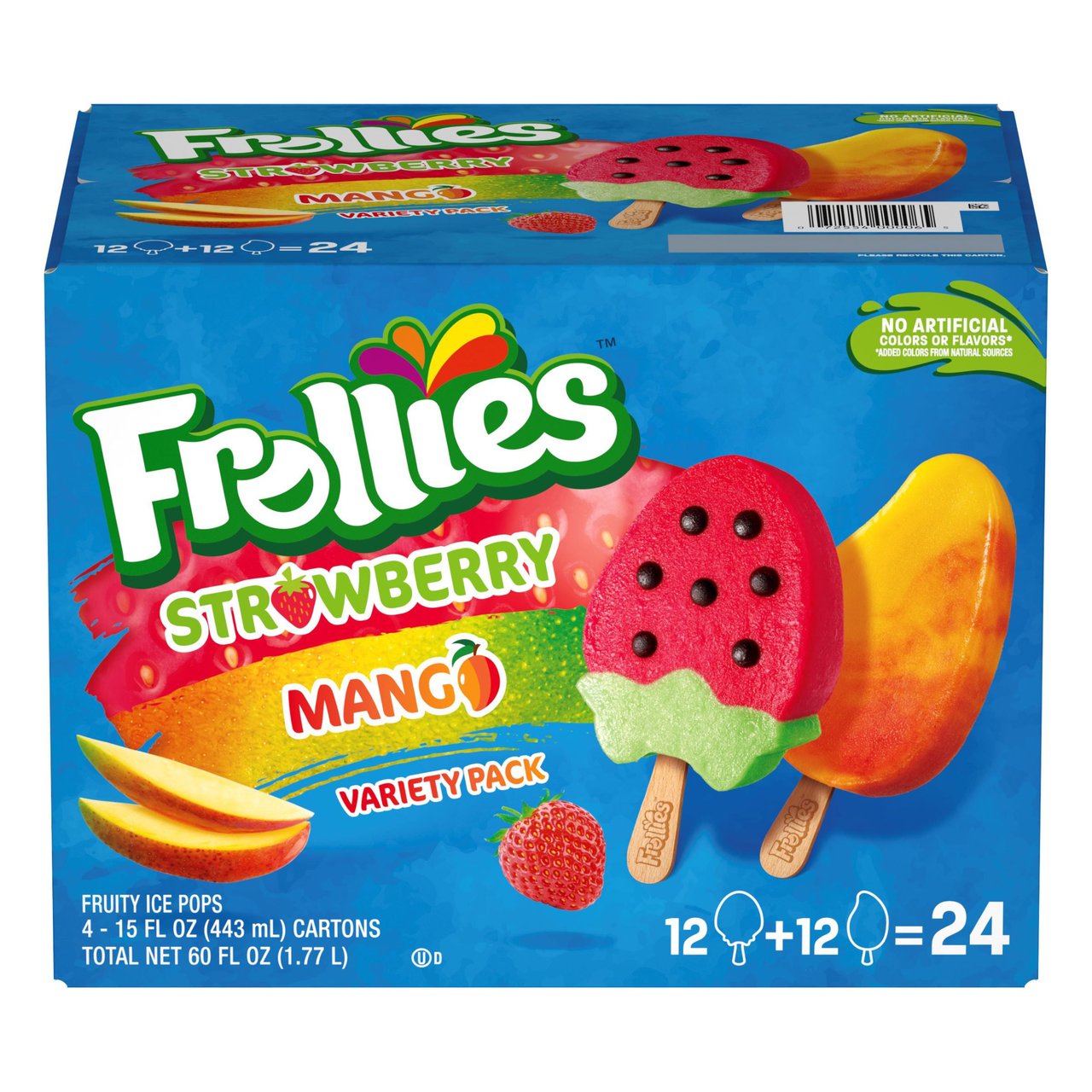 Frollies Mango & Strawberry Fruity Ice Pops Variety Pack, 24 Count / 57.2 fl oz (1.7 qt) - Image 1