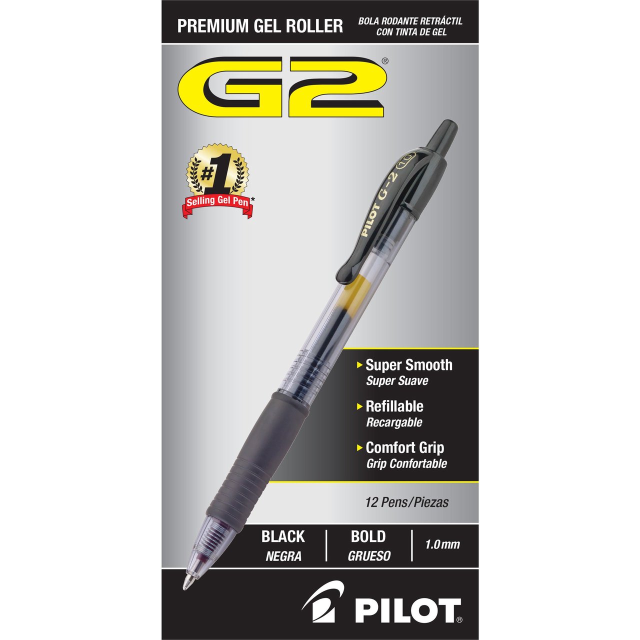 Pilot G2 Bold Retractable Pen, Black, 12 Count (PIL31256) - Image 1