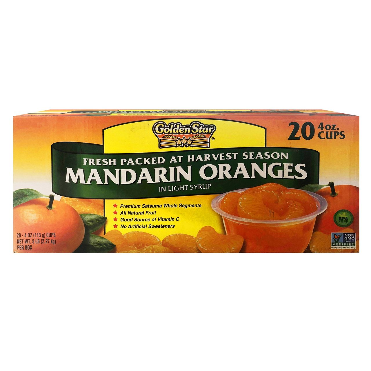 Golden Star Mandarin Orange Cups, 20 x 4 oz - Image 1