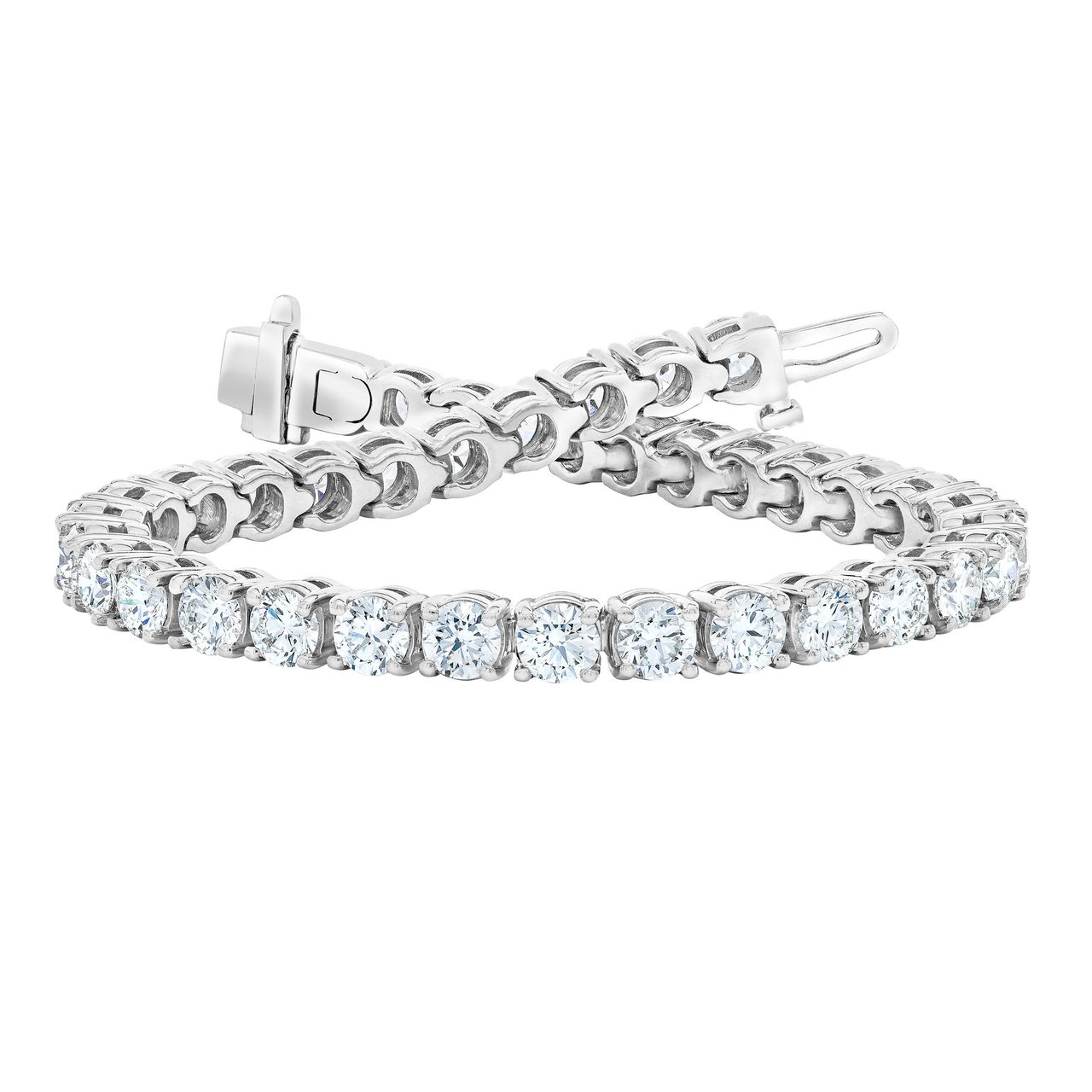 14kt White Gold VS2 Clarity I Color 12.00 CTW Round Brilliant Diamond Tennis Bracelet - Image 1