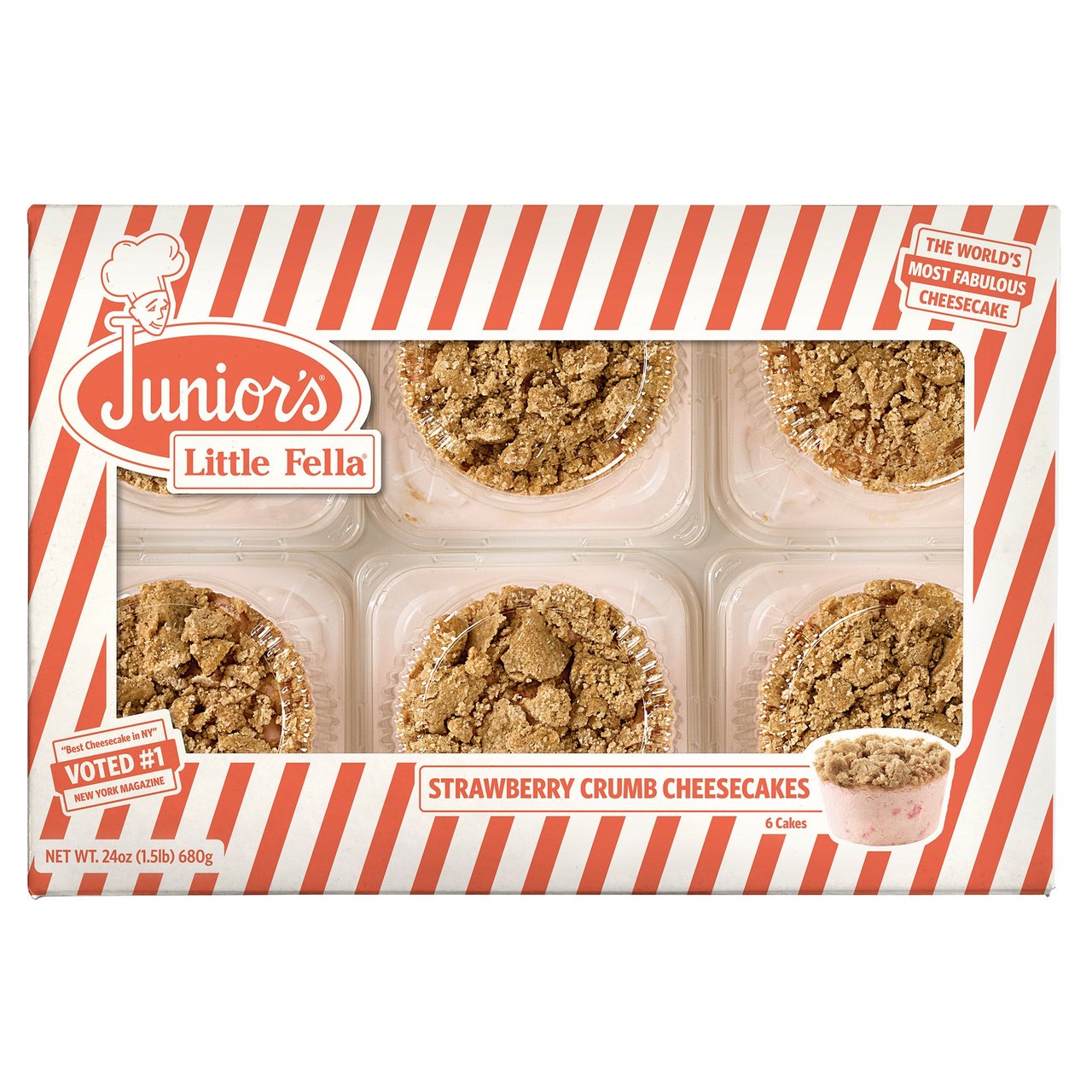 Junior's Strawberry Crumb Cheesecake, 4 oz (6-Pack) - Image 1