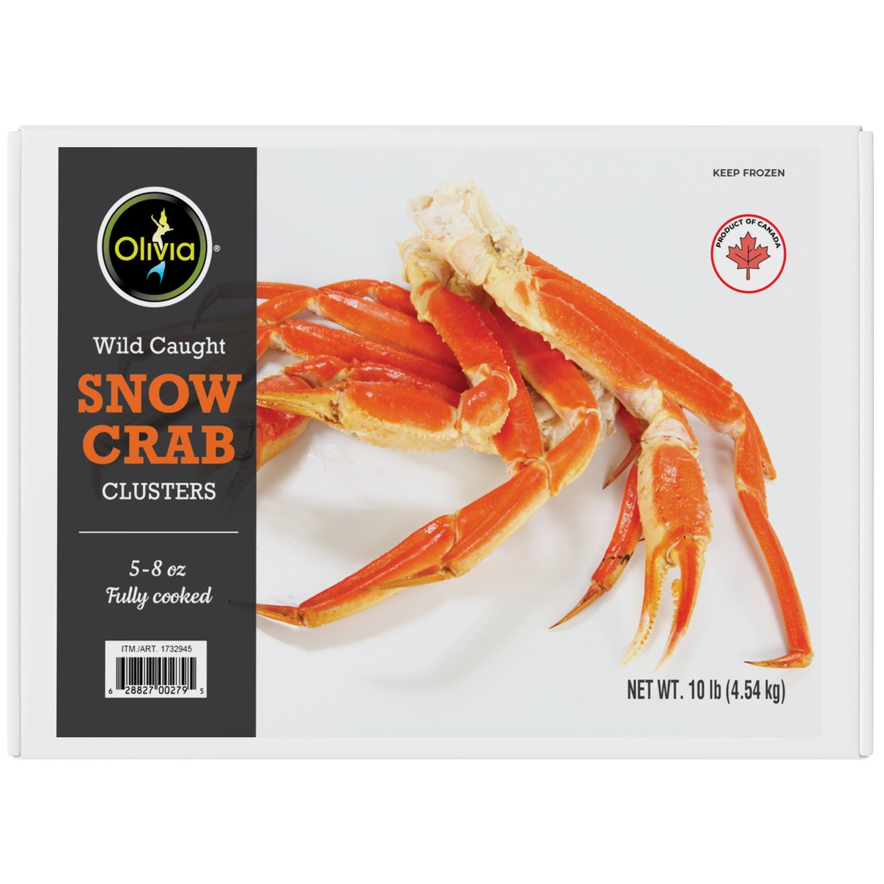 Olivia Wild Caught Snow Crab Clusters, Fully Cooked, 5-8 oz Portions, 10 lbs Total - Image 1