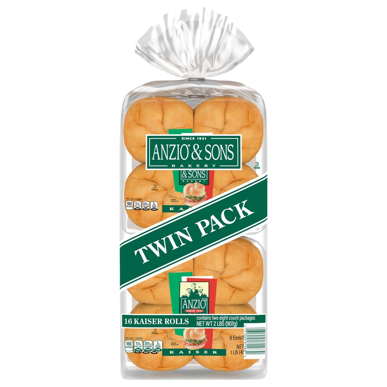 Anzio & Sons Kaiser Rolls Twin Pack, 2/8 CT, 32 oz (2 lbs) - Image 1