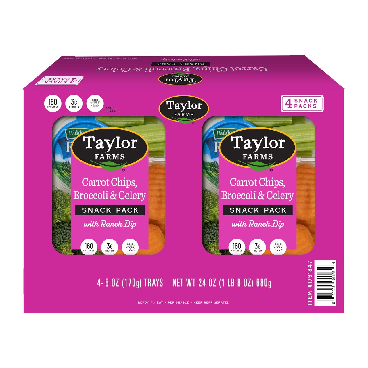 Taylor Farms Veggie Snack Pack, 4 x 6 oz Packs
