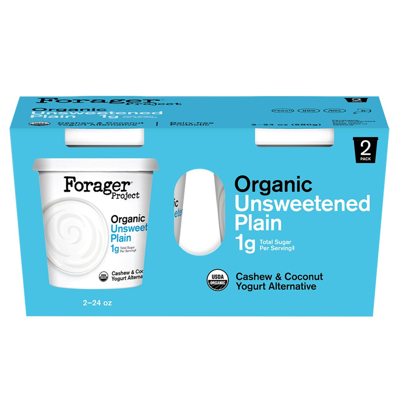 Organic Forager Plain Cashewgurt 2 Count 24 Ounces Each - Image 1
