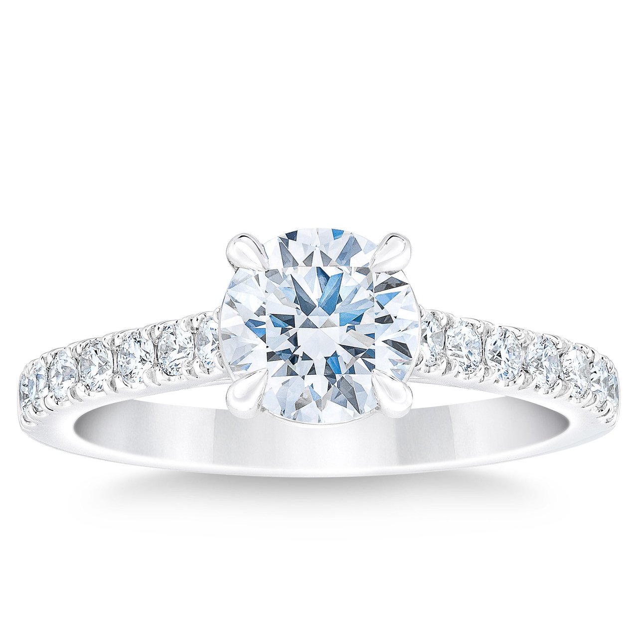 1.45 CTW Round Diamond Platinum Wedding Ring 1.11 CT Center VVS2 H Color - Image 1