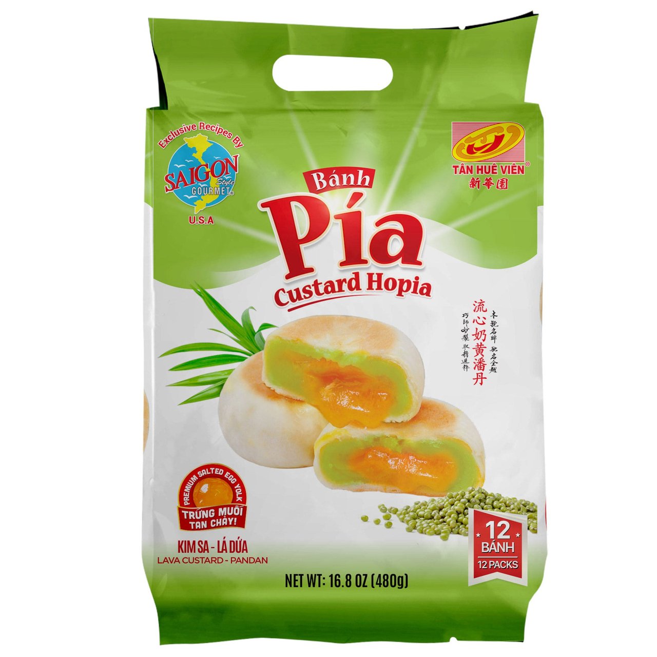 Banh Pia Pandan Custard Hopia, 12 Packs, 16.8 Ounces - Image 1