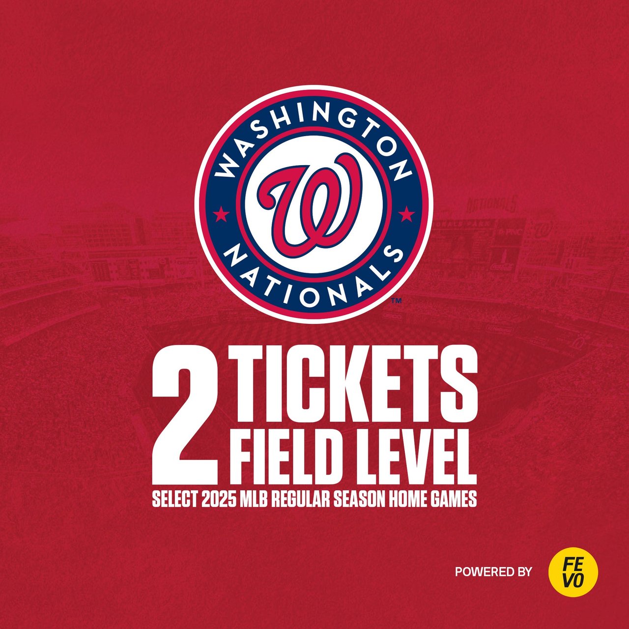 Washington Nationals 2 Field Level Box Tickets, eVoucher (Non-Refundable)