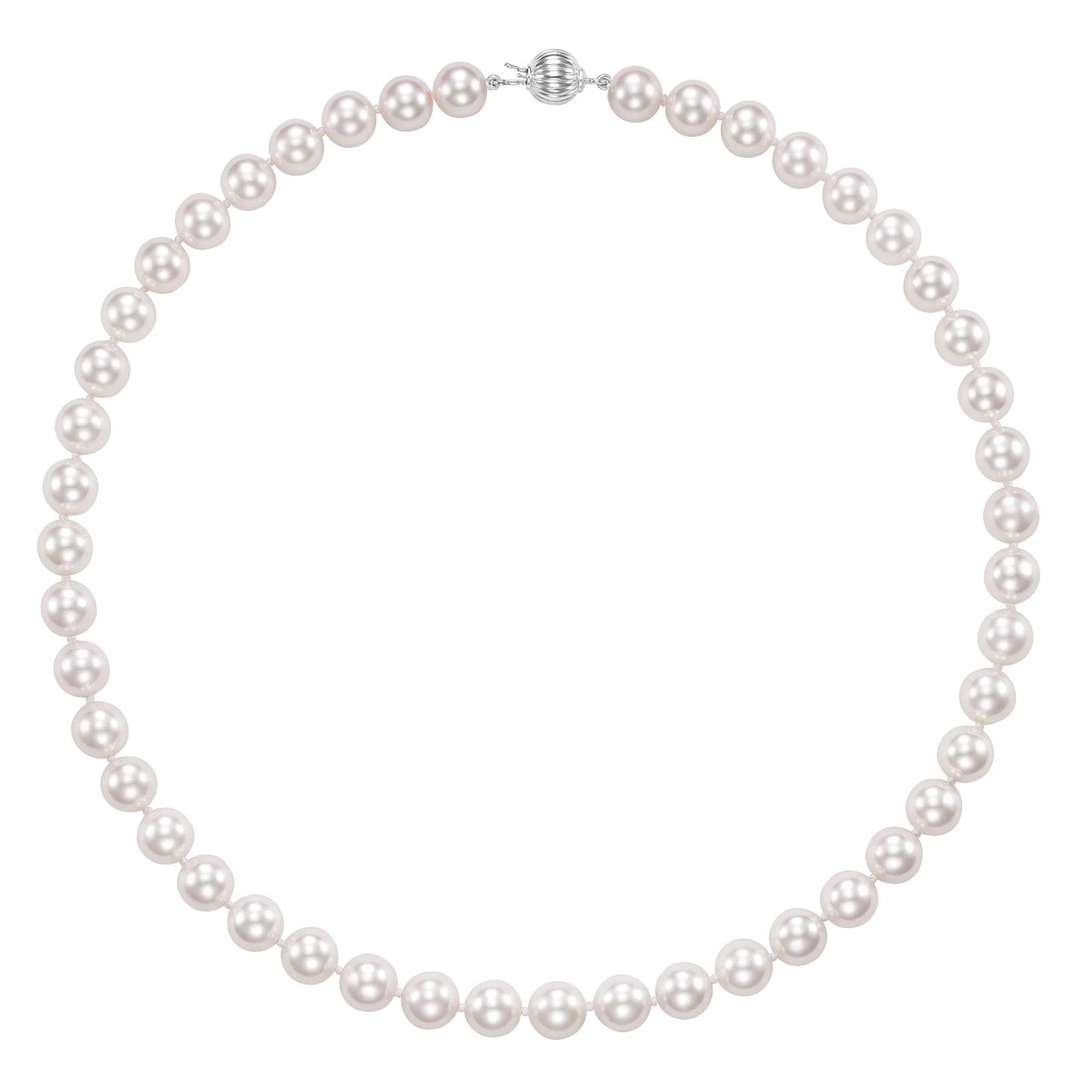 14kt White Gold 8.5-9mm Akoya Cultured Pearl Strand 18" - Image 1