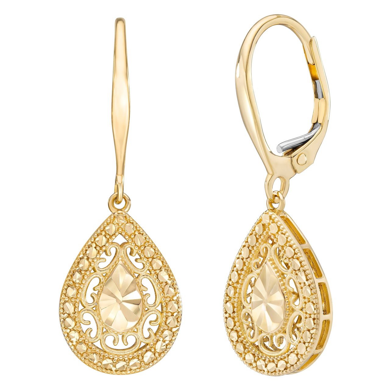 14kt Yellow Gold Pear Drop Earrings Made in Italy - Image 1