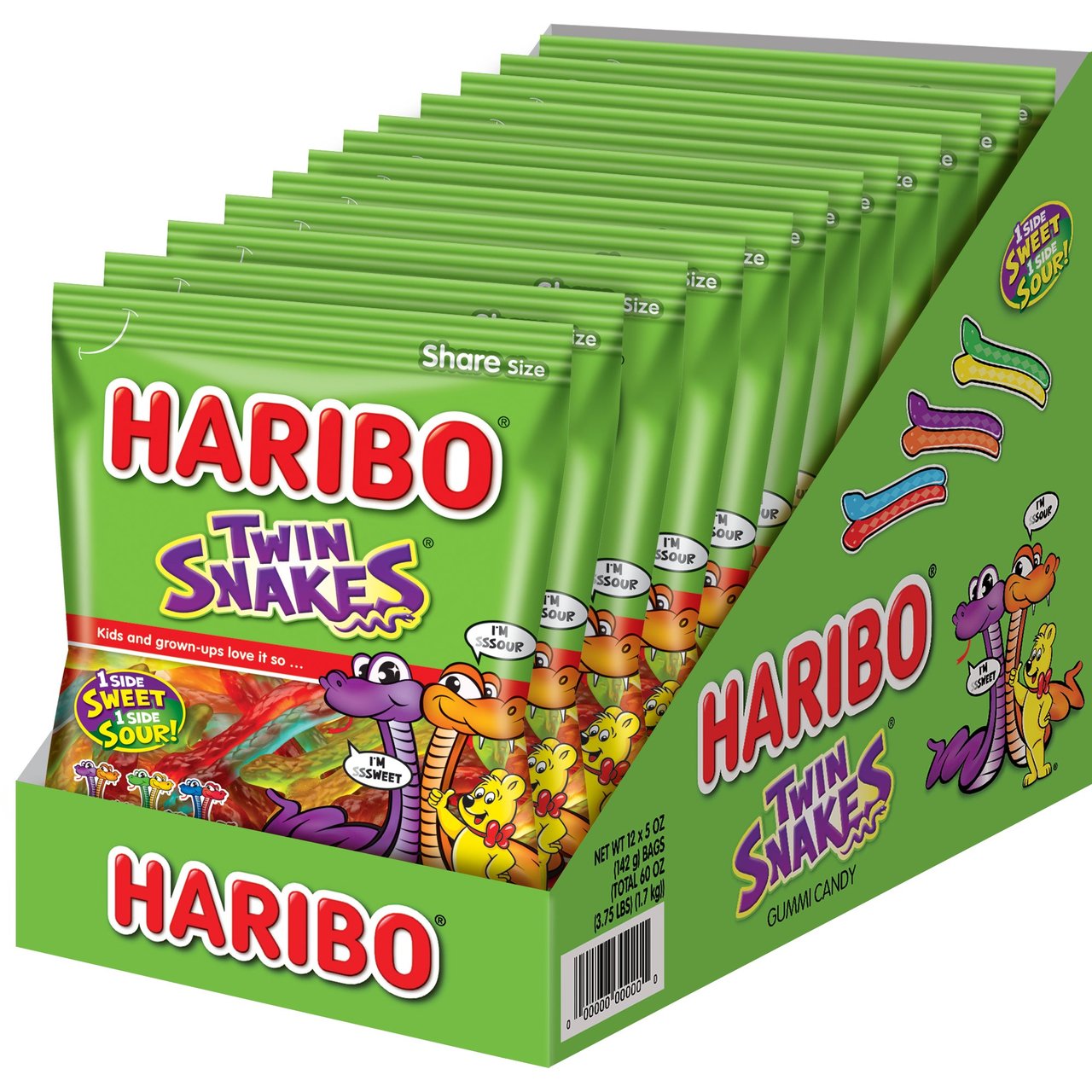 HARIBO Twin Snakes Gummi Candy, 5 oz, 12-Count (3.75 lb) - Image 1