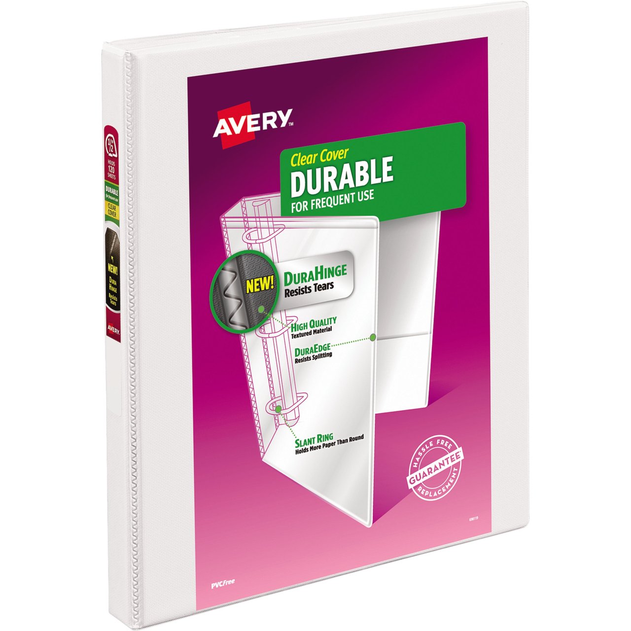 Avery Durable View Binder with 1/2" Slant Rings, White, 6-Pack (AVE17002KT) - Image 1