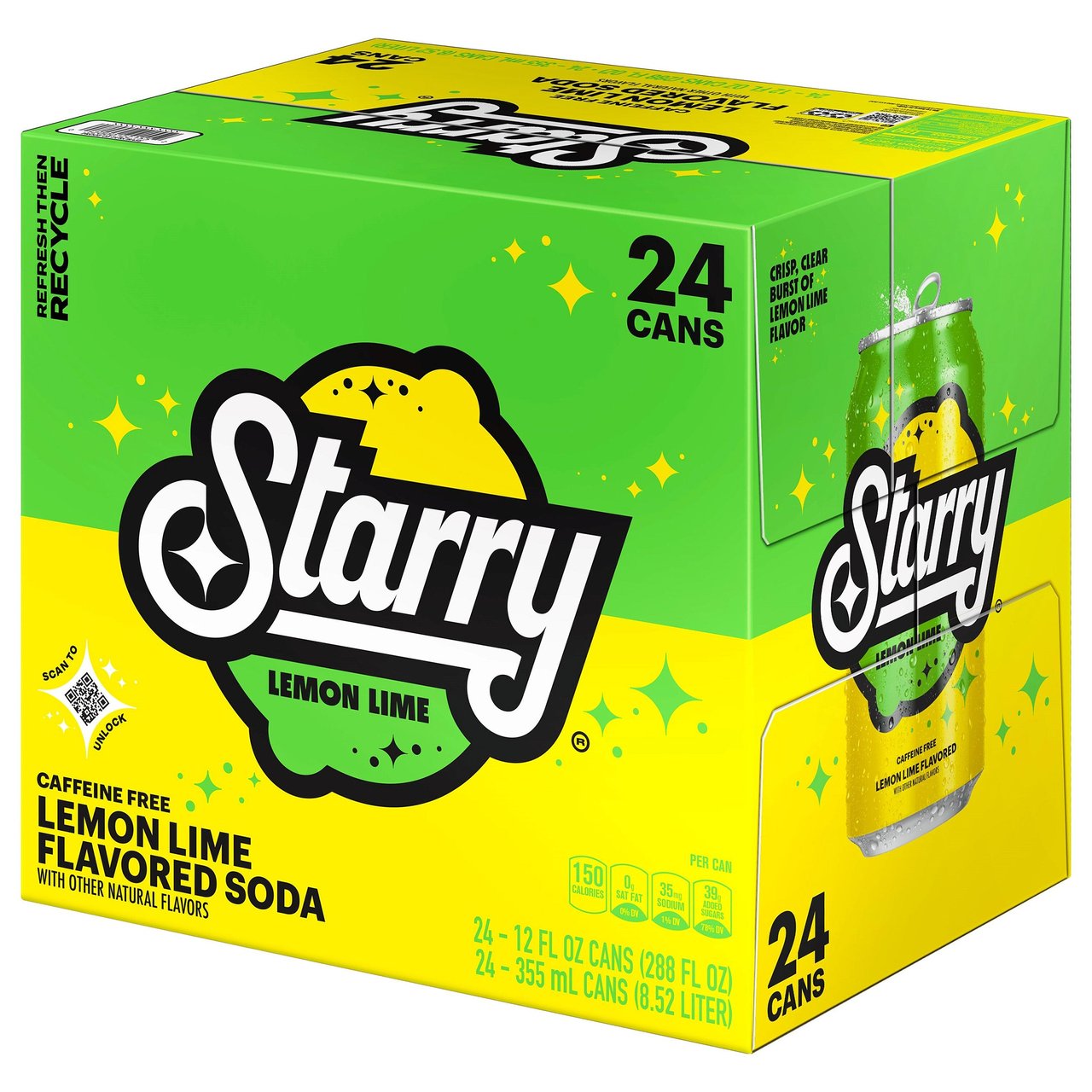 Starry Lemon Lime Soda, 24 x 12 oz Cans - Image 1