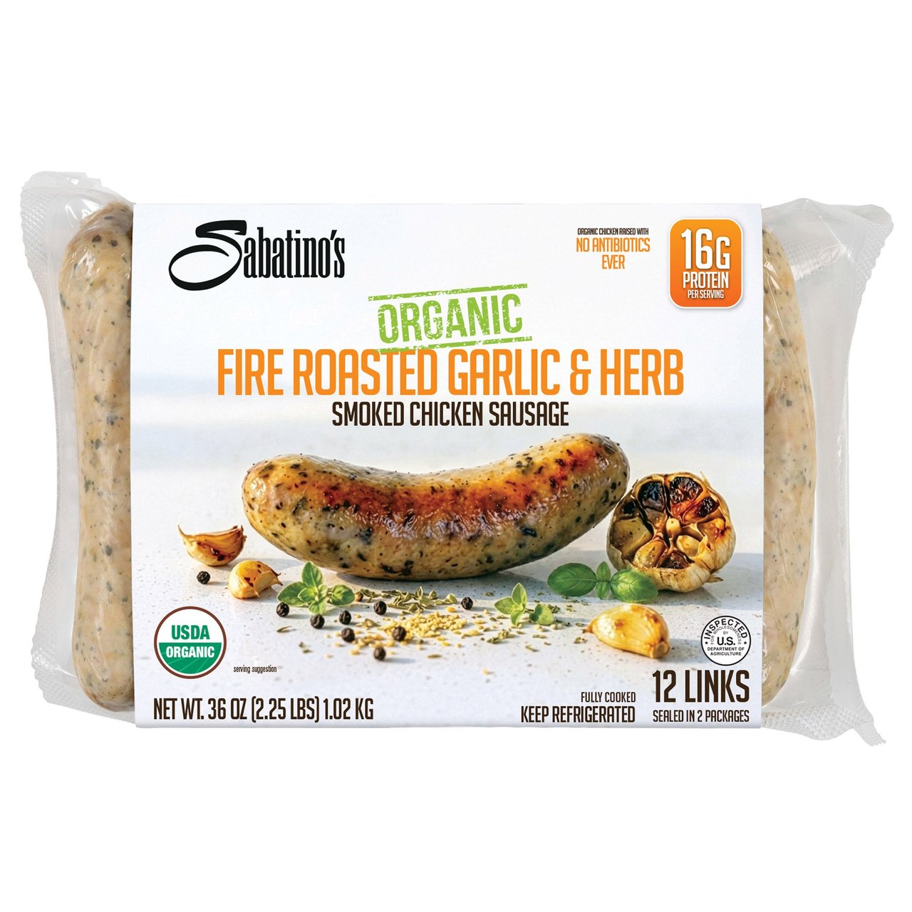 SABATINO'S ORGANIC FIRE ROASTED CHICKEN SAUSAGE 36OZ - Image 1