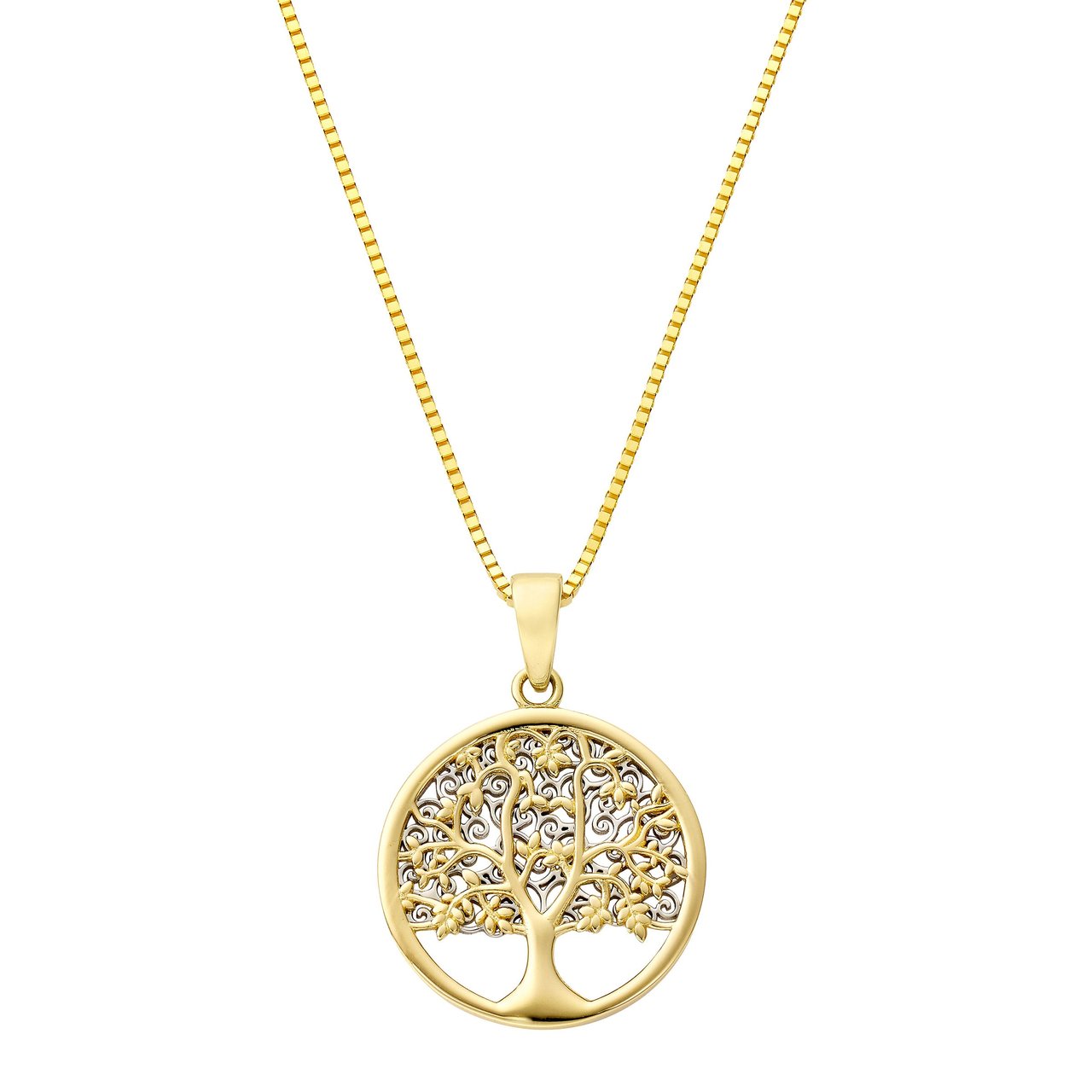 14KT Two-Toned Gold Tree of Life Pendant - Image 1