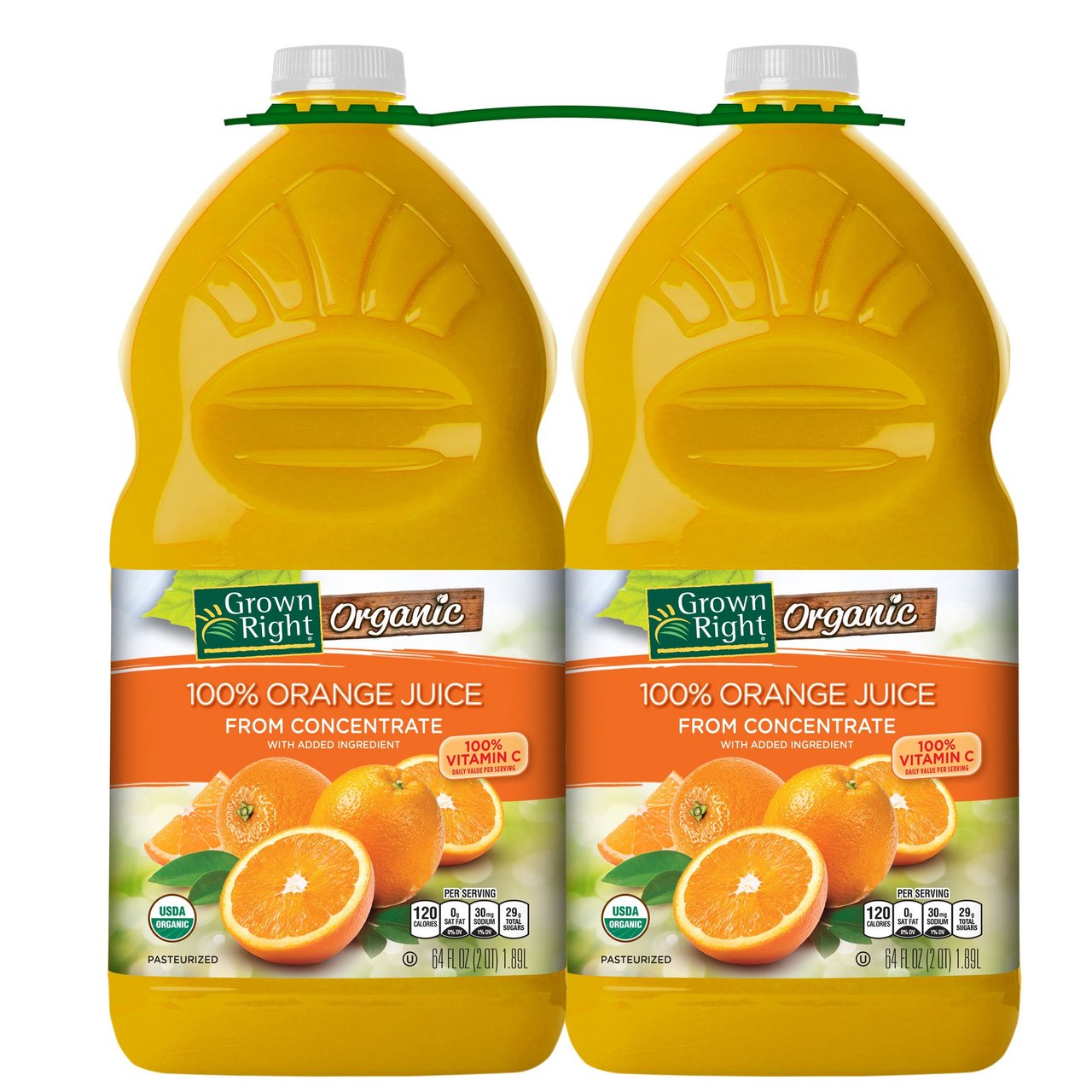 Grown Right Organic Orange Juice, 2 x 64 oz - Image 1