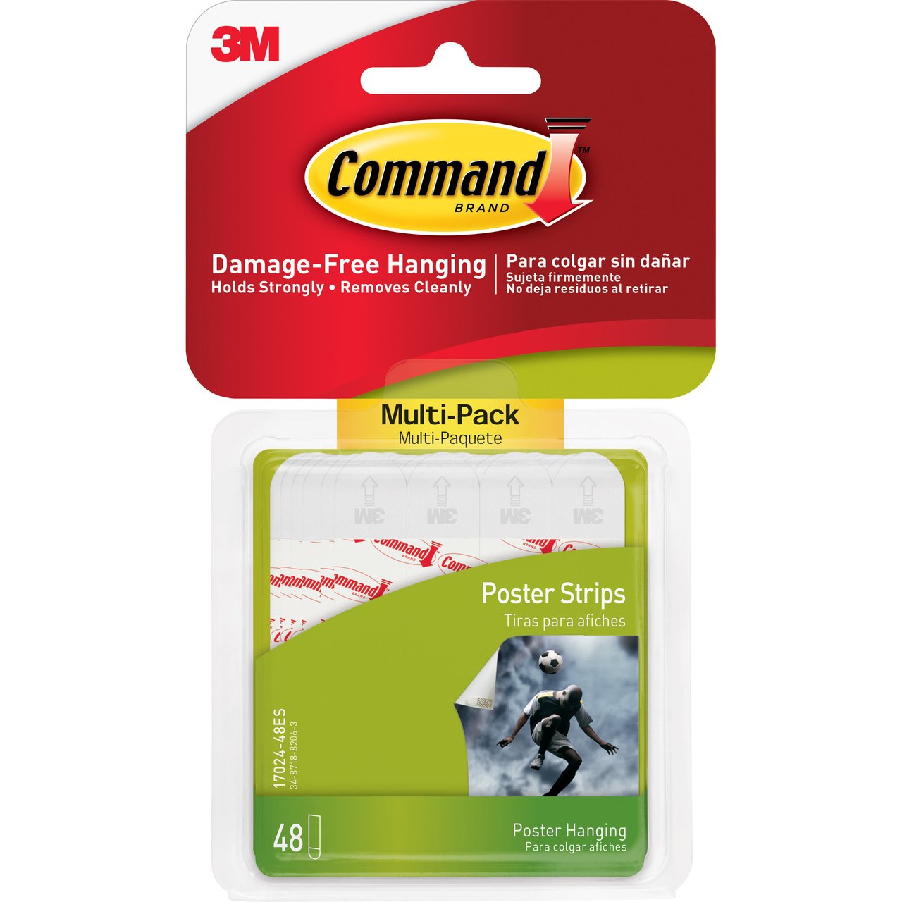 Command Poster Strips Adhesive Mounting, 48-Pack, White (MMM1702448ES) - Image 1