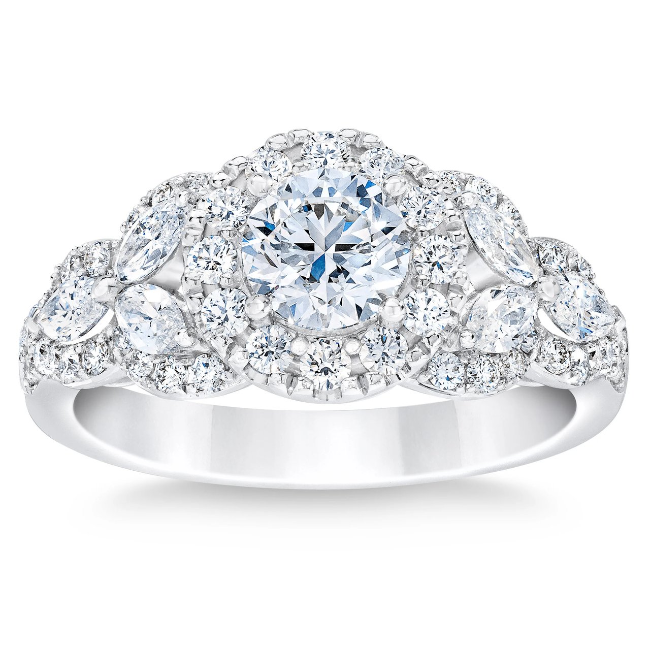 14kt White Gold VS2 Clarity, I Color 1.82 CTW Round Brilliant Diamond Ring (0.80 ct Center) - Image 1
