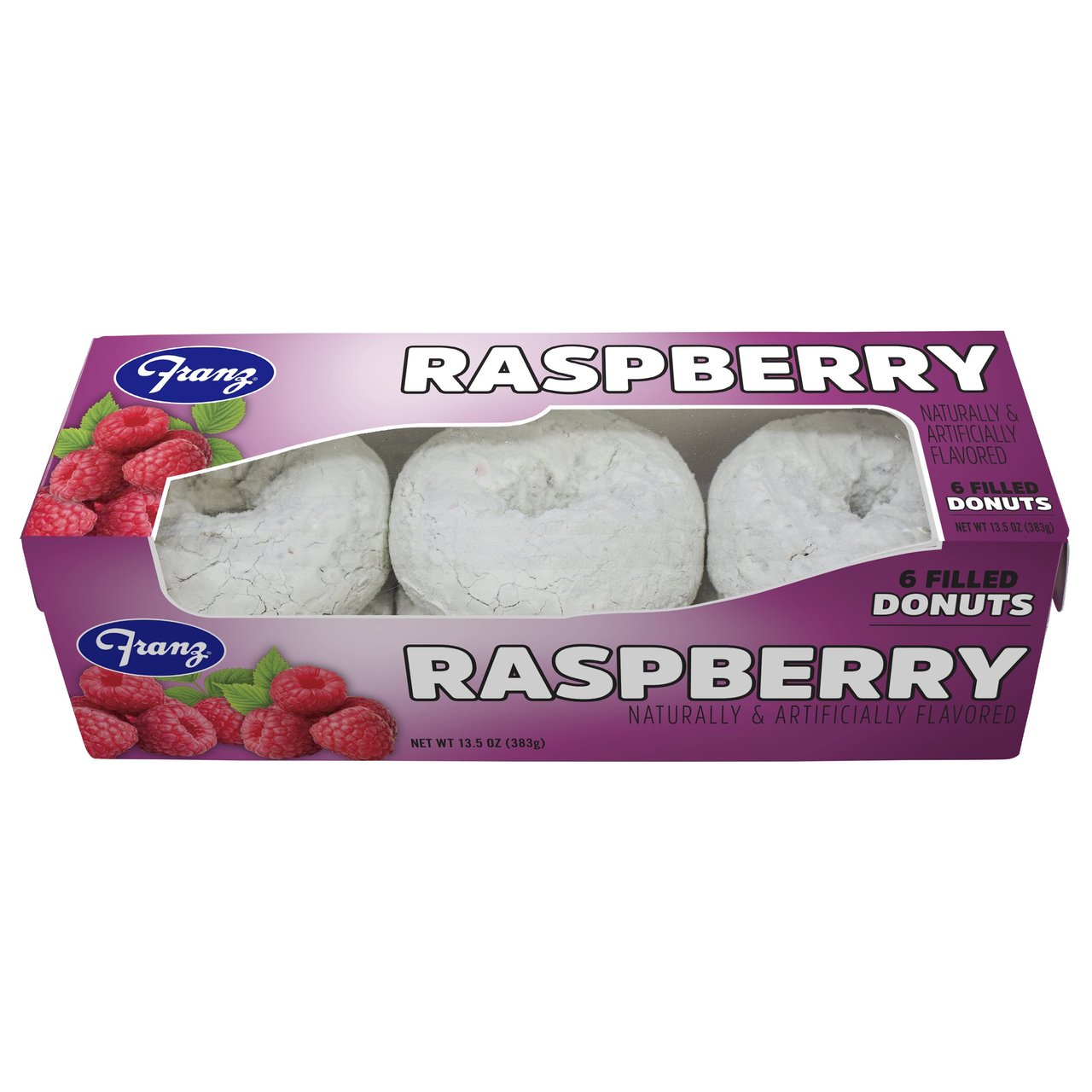 Franz Raspberry Filled Powdered Donuts, 6 ct - Image 1
