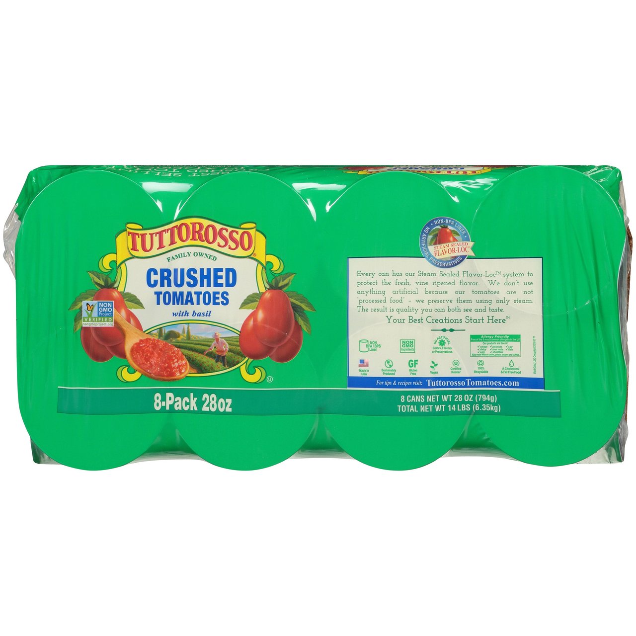 Tuttorosso Crushed Tomatoes, 8-Pack of 28 oz Cans (14 lbs Total) - Image 1