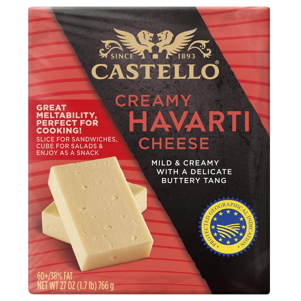 Castello Creamy Havarti Cheese, Product of Denmark, 1.7 lbs