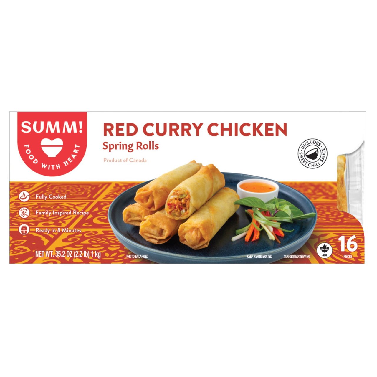 SUMM! Red Curry Chicken Spring Rolls 16 CT / 35.2 oz - Image 1