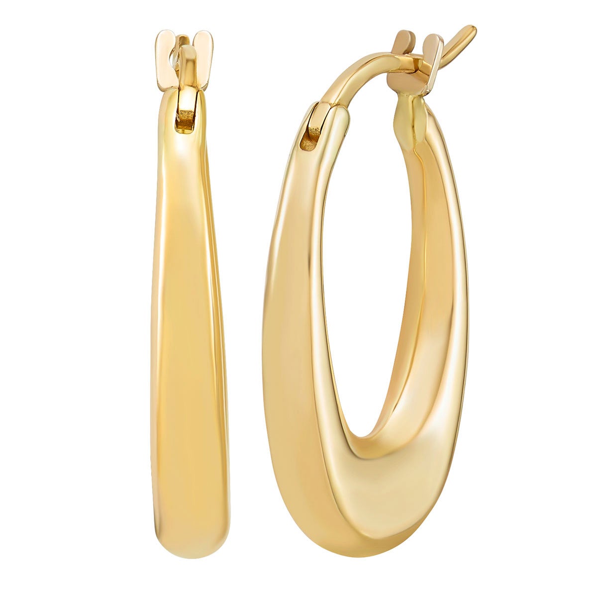 14K Yellow Gold Graduated Oval Earrings, Made in Italy - Image 1